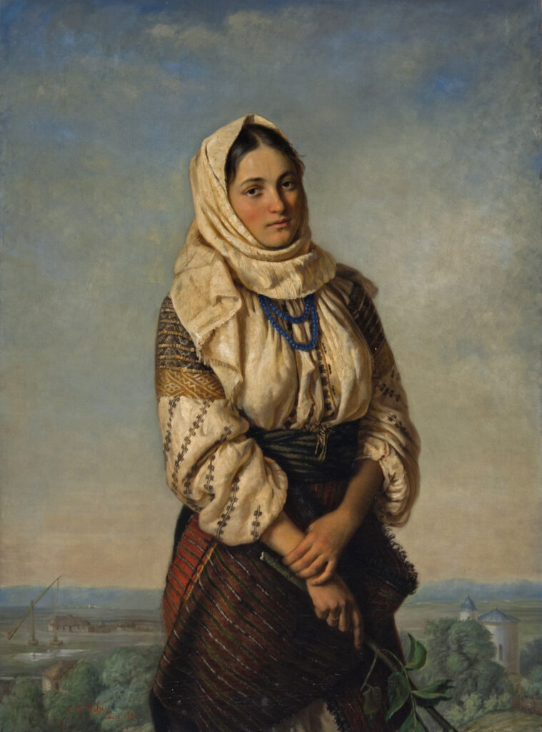 C.D.Stahi, Tânără țărancă, ulei pe pânză, 132x98 cm, colecţia Muzeului de Artă Iaşi
